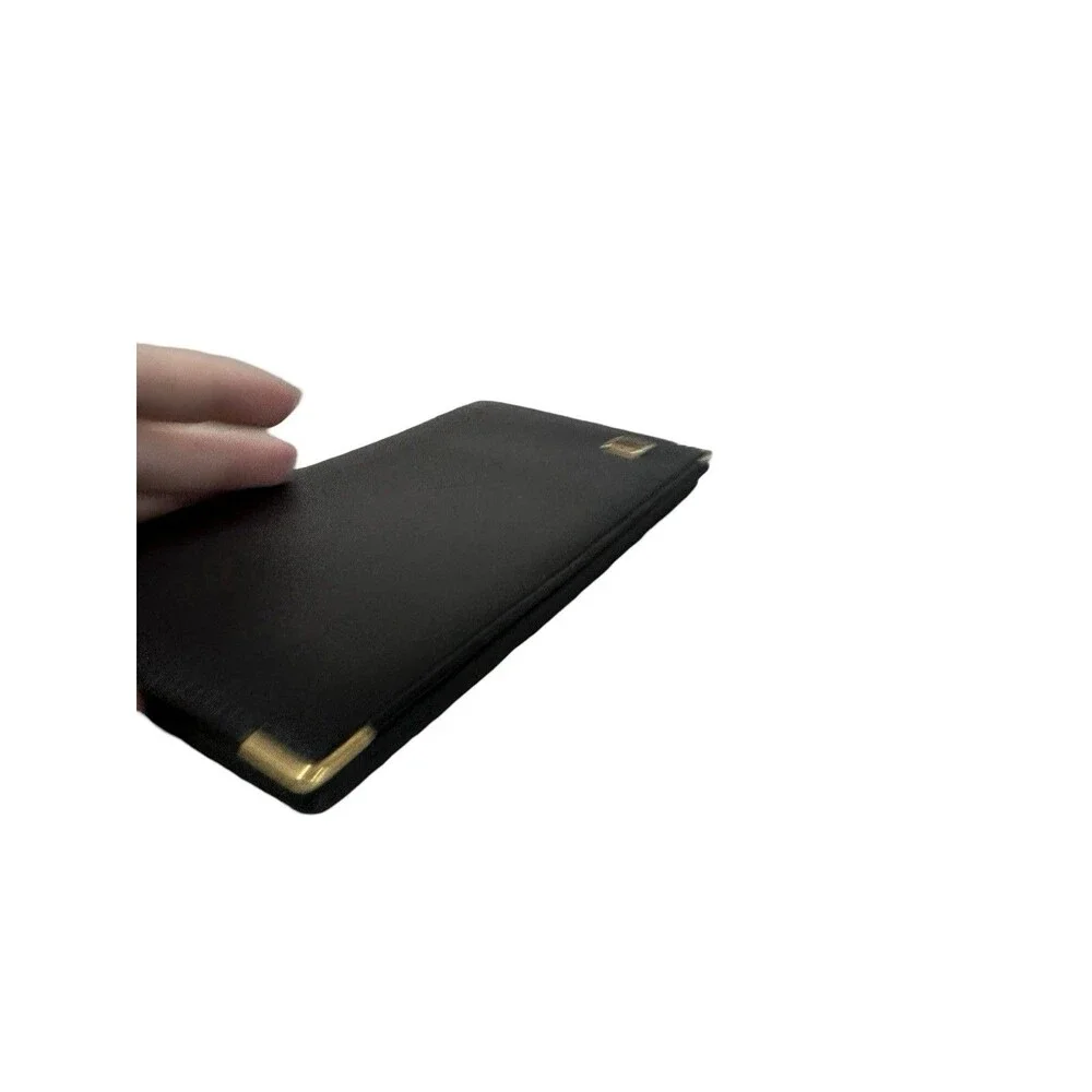 Dunhill *Mint*Smooth Black Leather Long Bifold Clean Wallet Mens/Womens Unisex